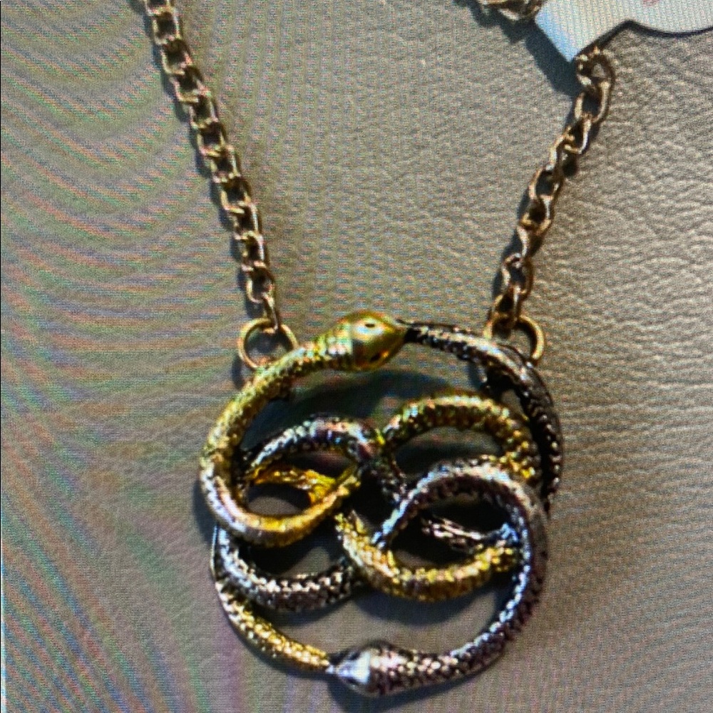 Twisted Serpents Gold and Silver Necklace